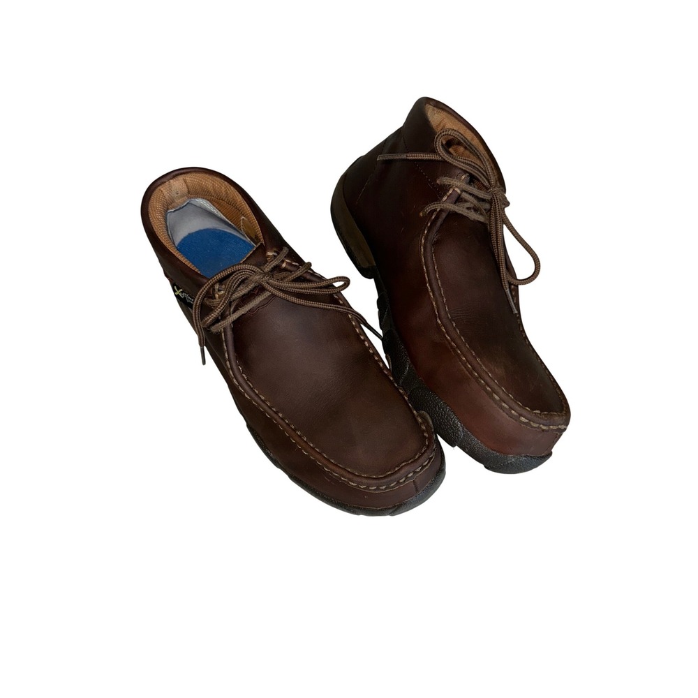 Twisted X Mens Brown Leather Driving Mocs Lace Up Steel Toe Chukka Boot MDMSM01